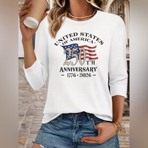 White 250th Anniversary Graphic Women’s Top